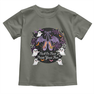 Trick Or Treat Point Your Feet Toddler T Shirt Funny Halloween Ballet Gift TS12 Military Green Print Your Wear