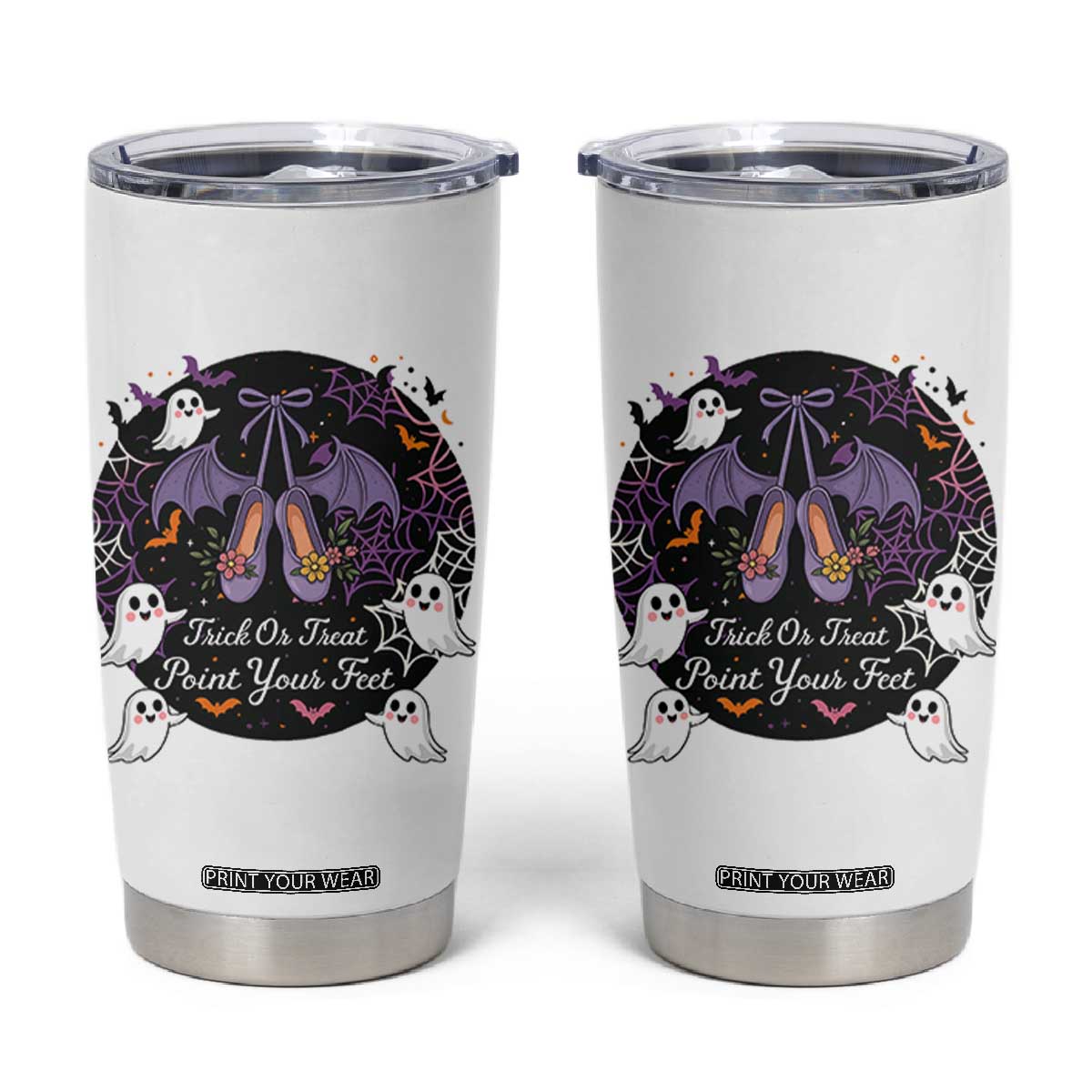 Trick Or Treat Point Your Feet Tumbler Cup Funny Halloween Ballet Gift TS12 White Print Your Wear