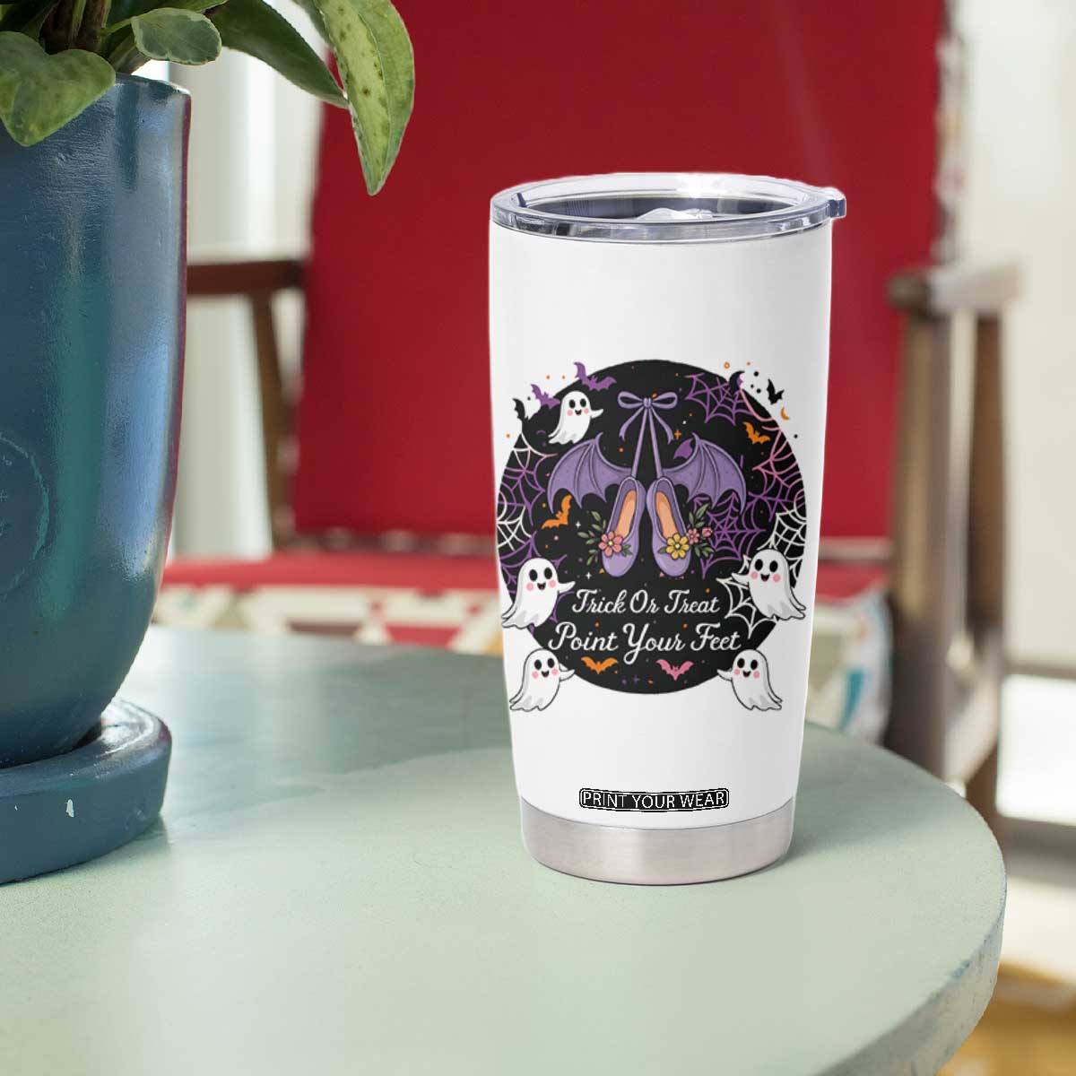Trick Or Treat Point Your Feet Tumbler Cup Funny Halloween Ballet Gift TS12 Print Your Wear
