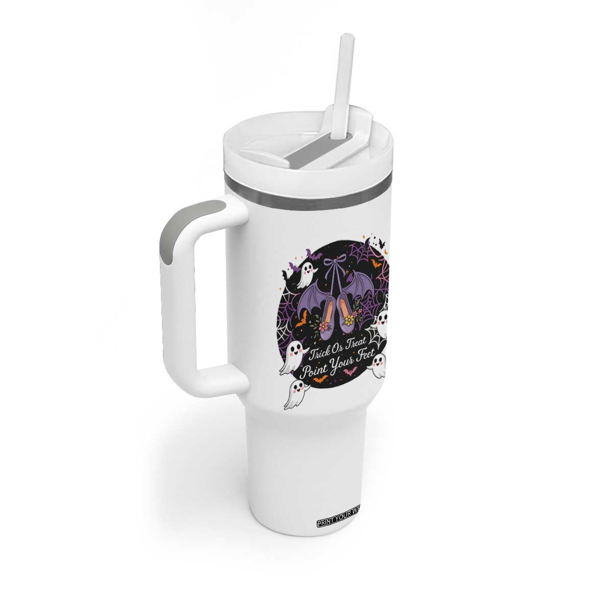 Trick Or Treat Point Your Feet Tumbler With Handle Funny Halloween Ballet Gift TS12 Print Your Wear
