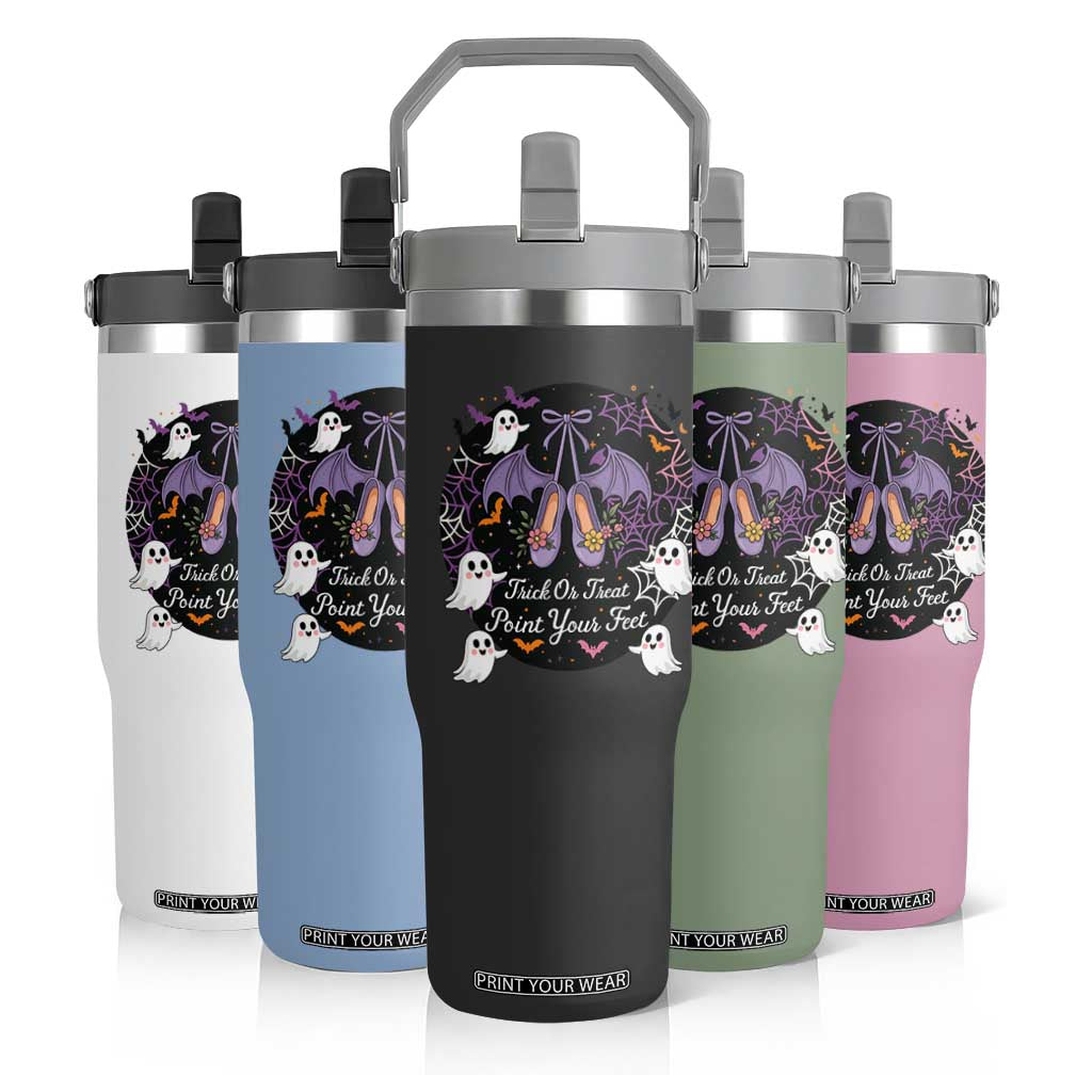Trick Or Treat Point Your Feet Flip Straw Tumbler Funny Halloween Ballet Gift TS12 Print Your Wear