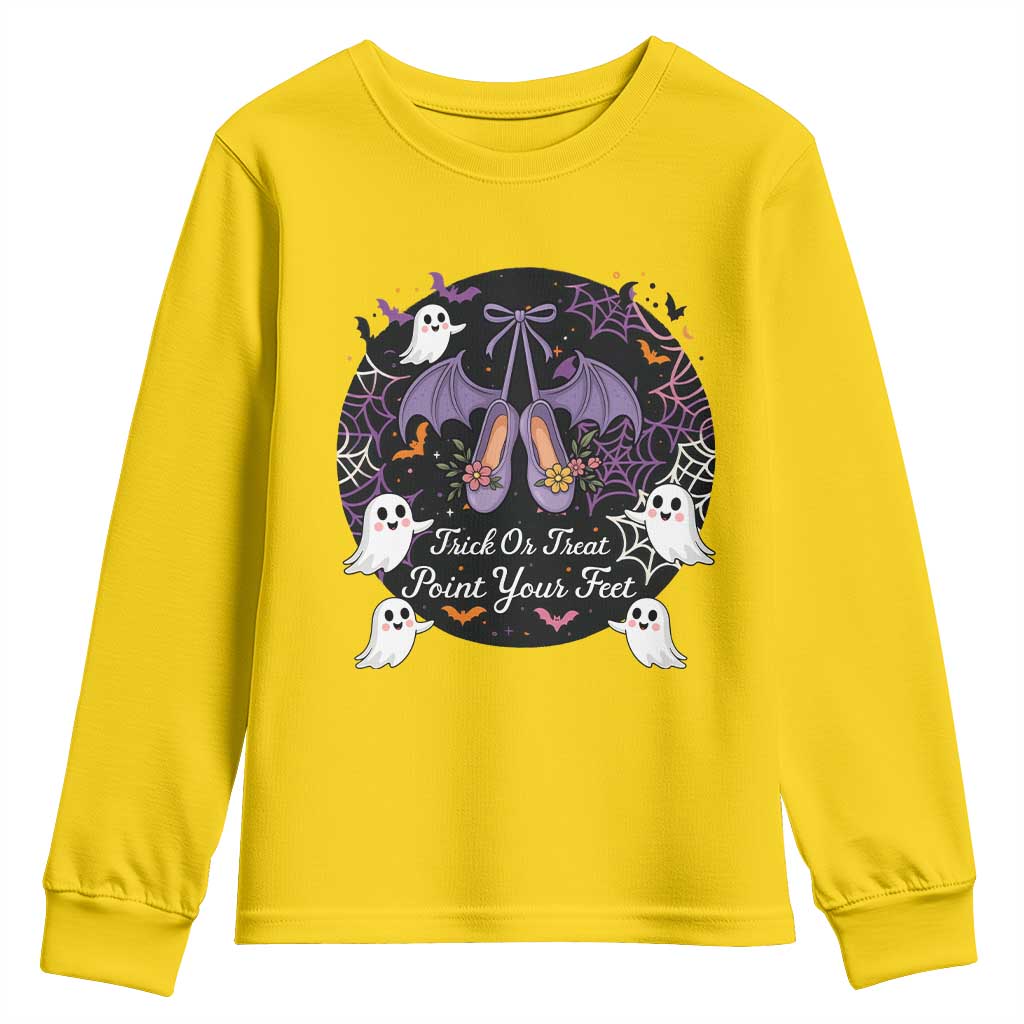 Trick Or Treat Point Your Feet Youth Sweatshirt Funny Halloween Ballet Gift TS12 Daisy Print Your Wear