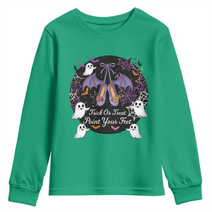 Trick Or Treat Point Your Feet Youth Sweatshirt Funny Halloween Ballet Gift TS12 Irish Green Print Your Wear