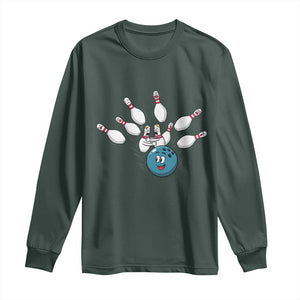 Funny Sport Bowler Gift Long Sleeve Shirt Bowling Ball Chasing Pins TS12 Dark Forest Green Print Your Wear