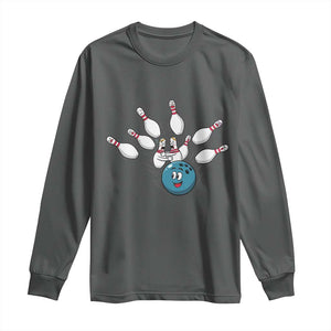 Funny Sport Bowler Gift Long Sleeve Shirt Bowling Ball Chasing Pins TS12 Dark Heather Print Your Wear