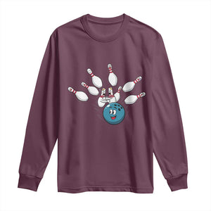 Funny Sport Bowler Gift Long Sleeve Shirt Bowling Ball Chasing Pins TS12 Maroon Print Your Wear