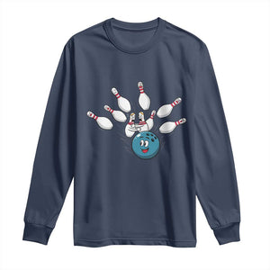 Funny Sport Bowler Gift Long Sleeve Shirt Bowling Ball Chasing Pins TS12 Navy Print Your Wear