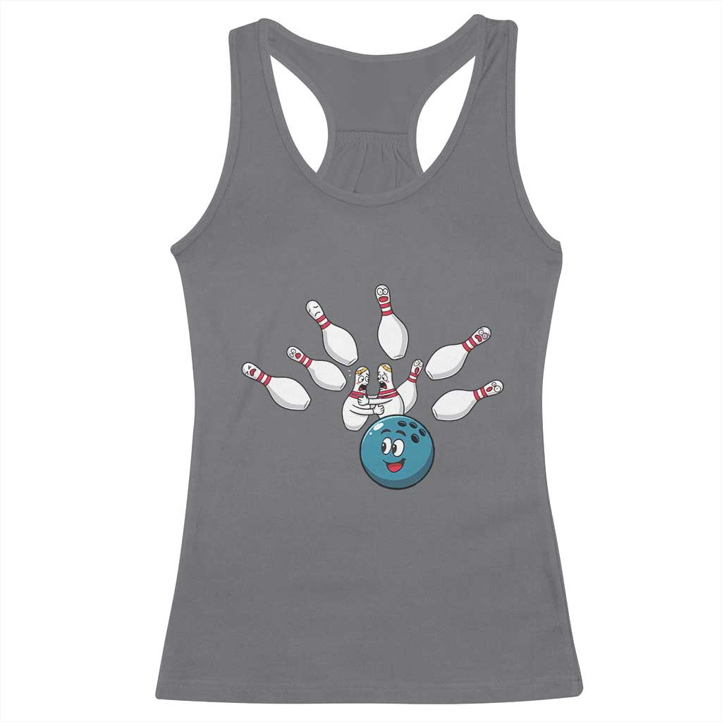 Funny Sport Bowler Gift Racerback Tank Top Bowling Ball Chasing Pins TS12 Charcoal Print Your Wear