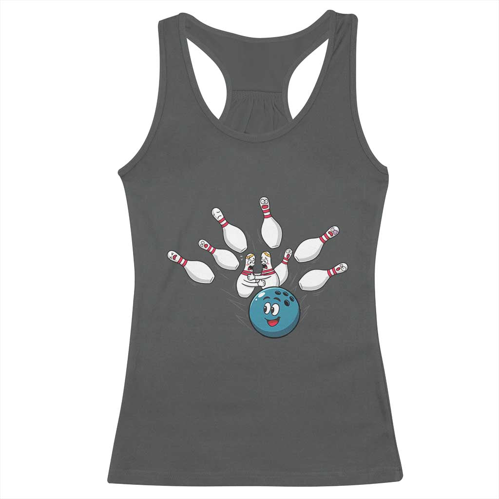 Funny Sport Bowler Gift Racerback Tank Top Bowling Ball Chasing Pins TS12 Dark Heather Print Your Wear