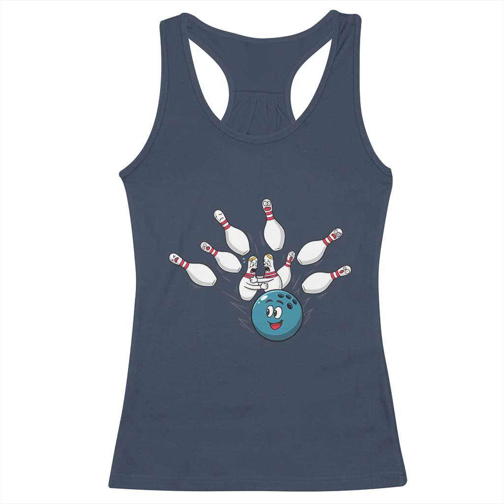 Funny Sport Bowler Gift Racerback Tank Top Bowling Ball Chasing Pins TS12 Navy Print Your Wear