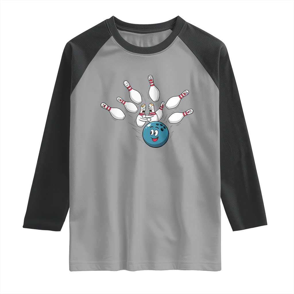 Funny Sport Bowler Gift Raglan Shirt Bowling Ball Chasing Pins TS12 Sport Gray Black Print Your Wear