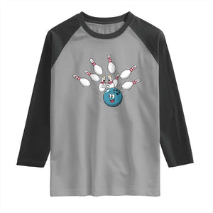 Funny Sport Bowler Gift Raglan Shirt Bowling Ball Chasing Pins TS12 Sport Gray Black Print Your Wear