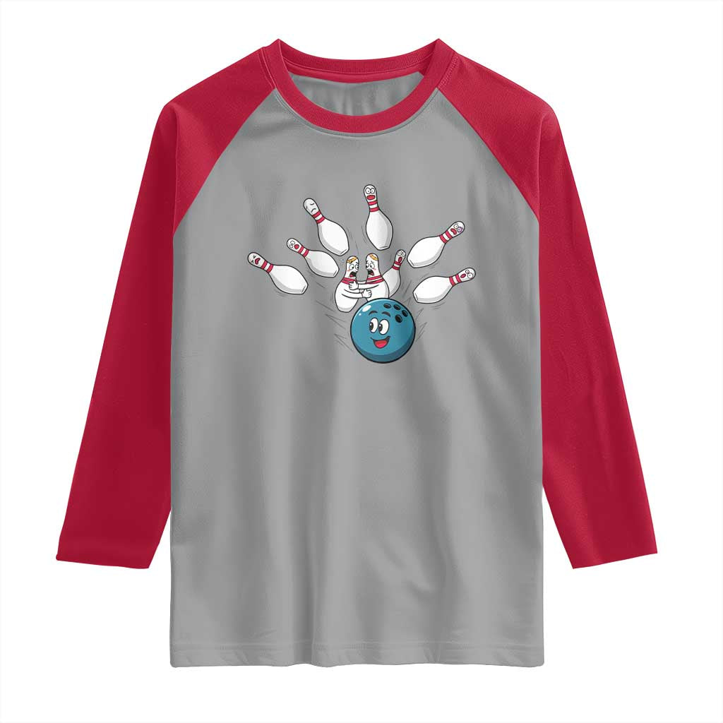Funny Sport Bowler Gift Raglan Shirt Bowling Ball Chasing Pins TS12 Sport Gray Red Print Your Wear