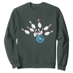 Funny Sport Bowler Gift Sweatshirt Bowling Ball Chasing Pins TS12 Dark Forest Green Print Your Wear