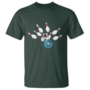 Funny Sport Bowler Gift T Shirt Bowling Ball Chasing Pins TS12 Dark Forest Green Print Your Wear
