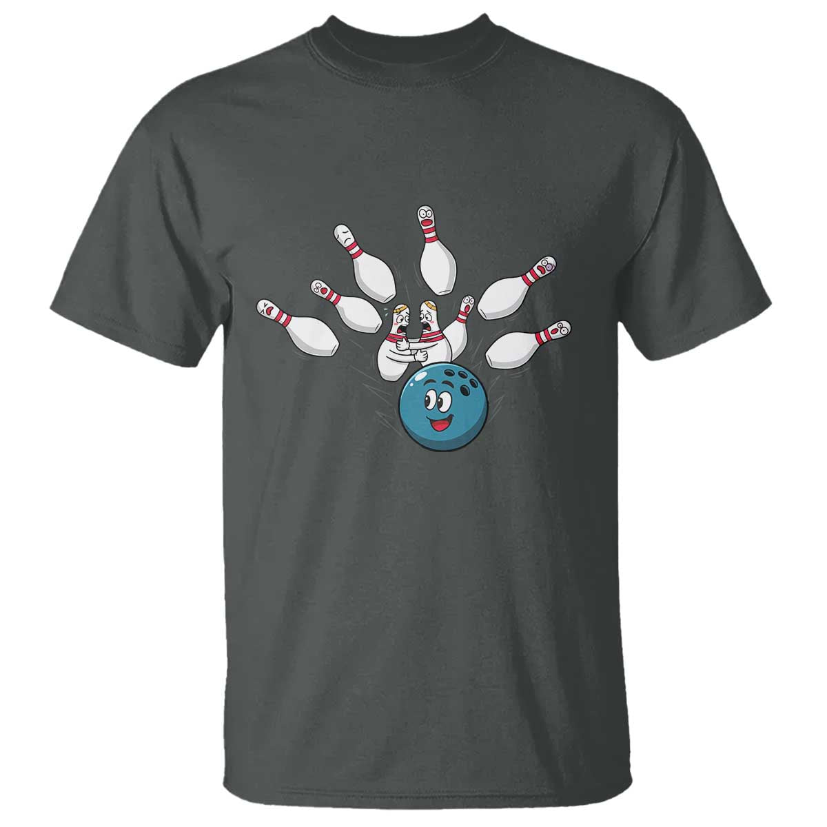 Funny Sport Bowler Gift T Shirt Bowling Ball Chasing Pins TS12 Dark Heather Print Your Wear