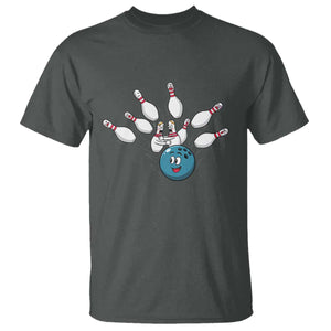 Funny Sport Bowler Gift T Shirt Bowling Ball Chasing Pins TS12 Dark Heather Print Your Wear