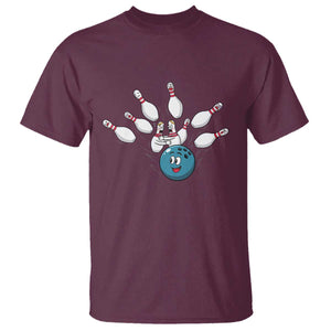 Funny Sport Bowler Gift T Shirt Bowling Ball Chasing Pins TS12 Maroon Print Your Wear