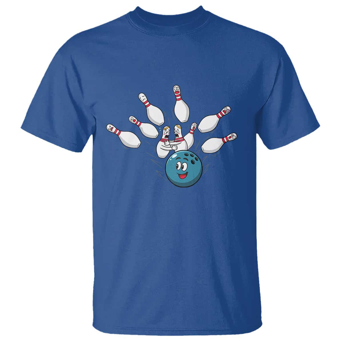 Funny Sport Bowler Gift T Shirt Bowling Ball Chasing Pins TS12 Royal Blue Print Your Wear