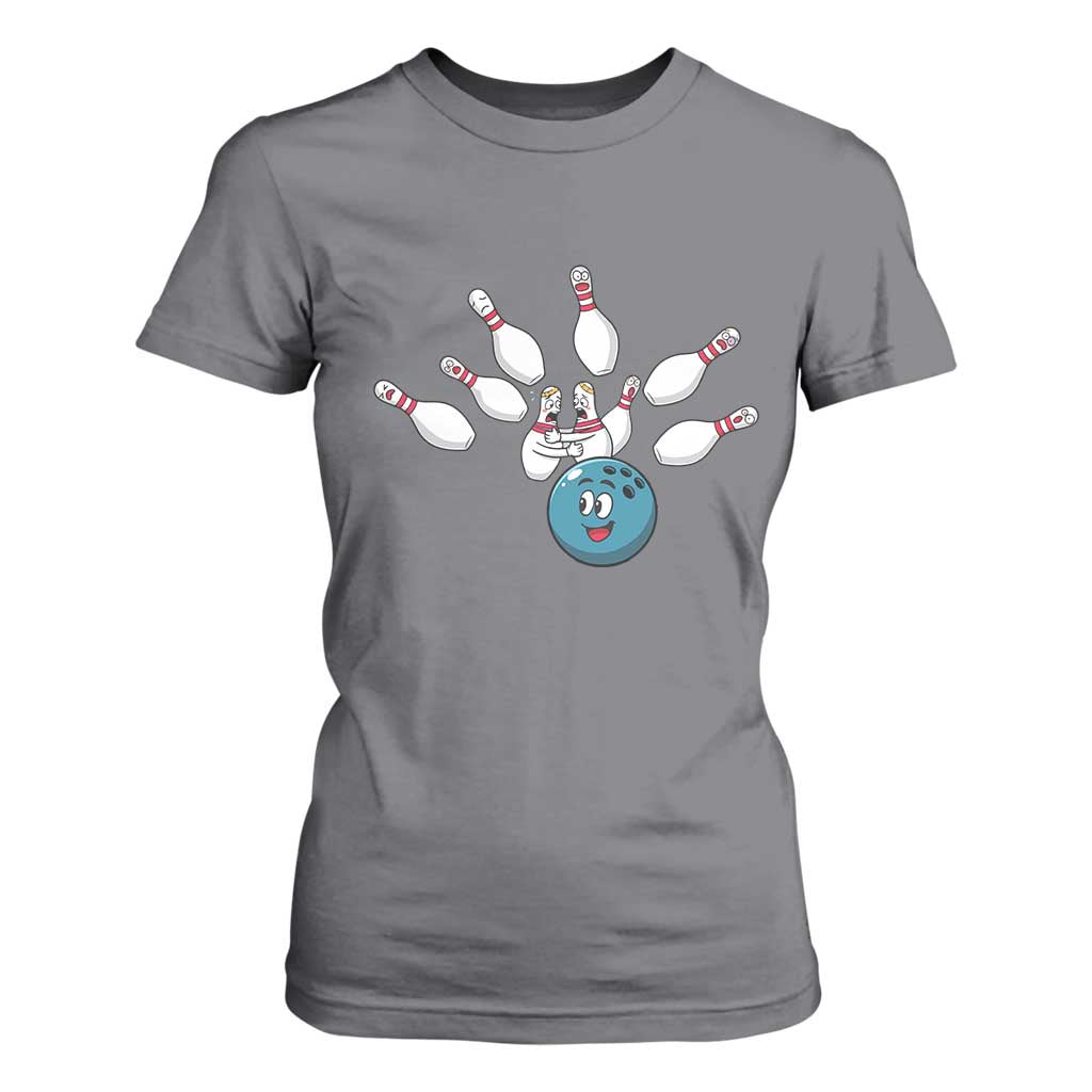 Funny Sport Bowler Gift T Shirt For Women Bowling Ball Chasing Pins TS12 Charcoal Print Your Wear