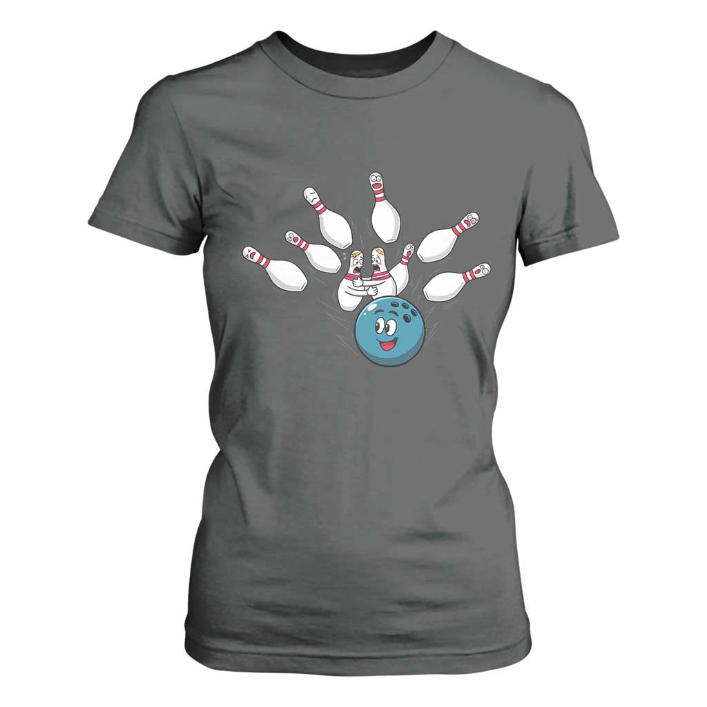 Funny Sport Bowler Gift T Shirt For Women Bowling Ball Chasing Pins TS12 Dark Heather Print Your Wear