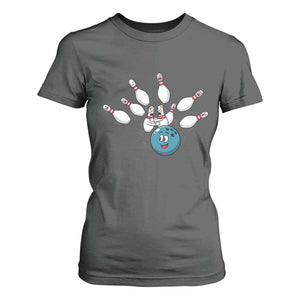 Funny Sport Bowler Gift T Shirt For Women Bowling Ball Chasing Pins TS12 Dark Heather Print Your Wear