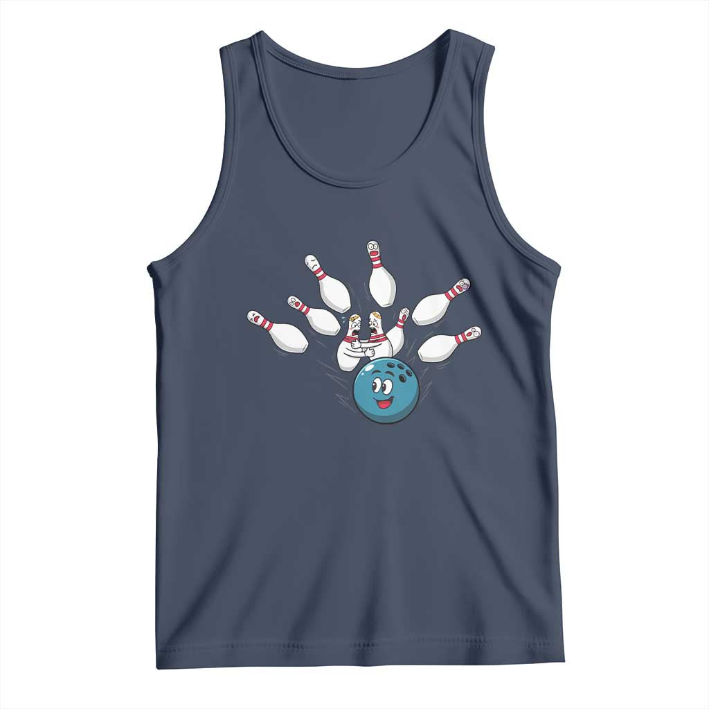 Funny Sport Bowler Gift Tank Top Bowling Ball Chasing Pins TS12 Navy Print Your Wear