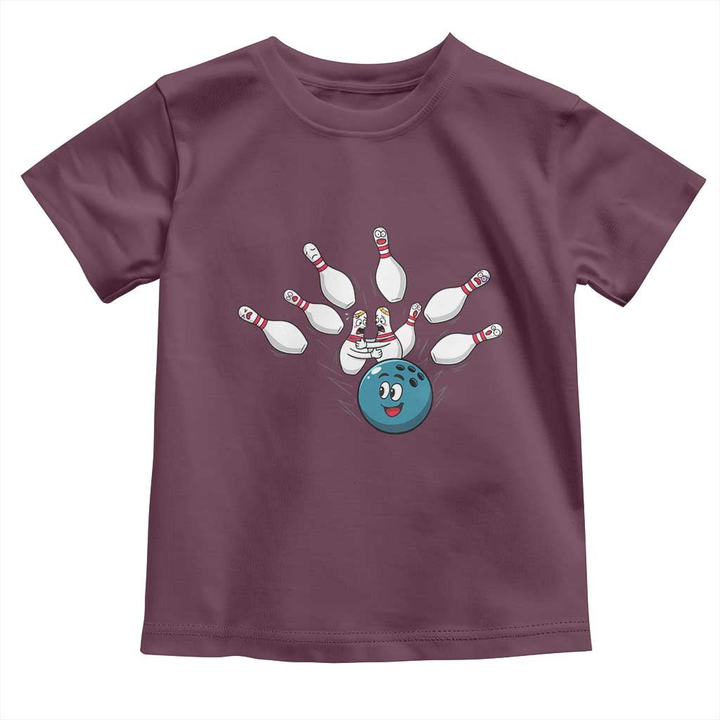 Funny Sport Bowler Gift Toddler T Shirt Bowling Ball Chasing Pins TS12 Maroon Print Your Wear
