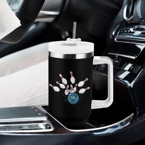 Funny Sport Bowler Gift Tumbler With Handle Bowling Ball Chasing Pins TS12 Print Your Wear