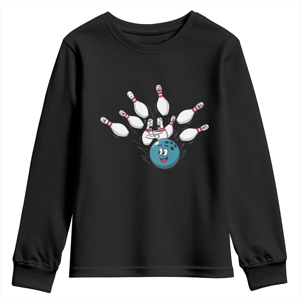 Funny Sport Bowler Gift Youth Sweatshirt Bowling Ball Chasing Pins TS12 Black Print Your Wear