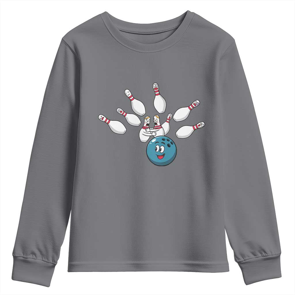 Funny Sport Bowler Gift Youth Sweatshirt Bowling Ball Chasing Pins TS12 Charcoal Print Your Wear