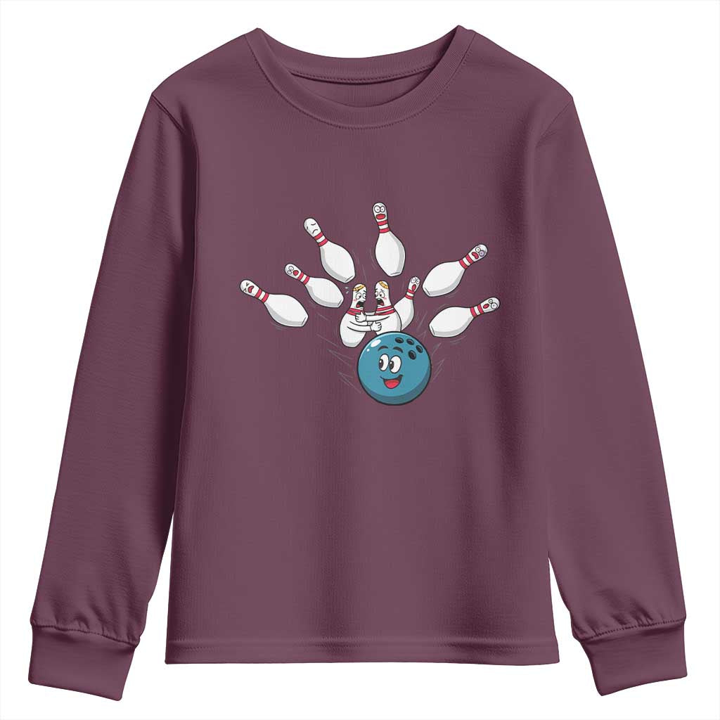 Funny Sport Bowler Gift Youth Sweatshirt Bowling Ball Chasing Pins TS12 Maroon Print Your Wear