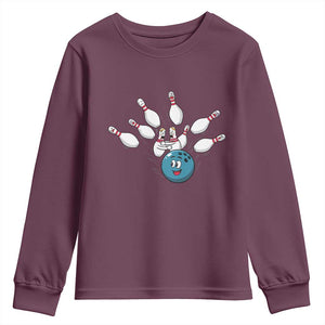 Funny Sport Bowler Gift Youth Sweatshirt Bowling Ball Chasing Pins TS12 Maroon Print Your Wear