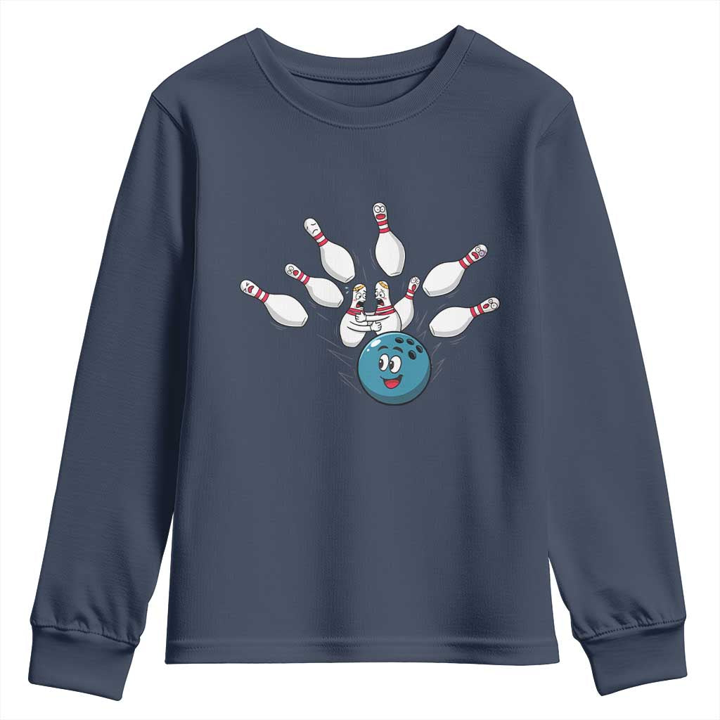 Funny Sport Bowler Gift Youth Sweatshirt Bowling Ball Chasing Pins TS12 Navy Print Your Wear