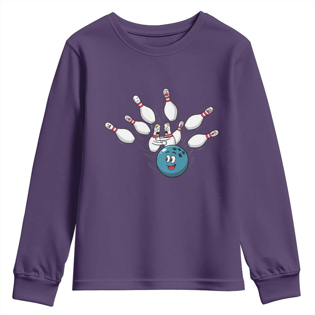 Funny Sport Bowler Gift Youth Sweatshirt Bowling Ball Chasing Pins TS12 Purple Print Your Wear