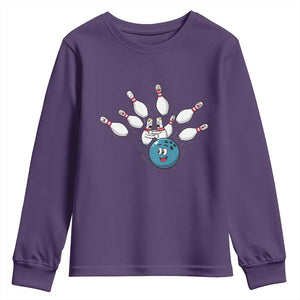 Funny Sport Bowler Gift Youth Sweatshirt Bowling Ball Chasing Pins TS12 Purple Print Your Wear