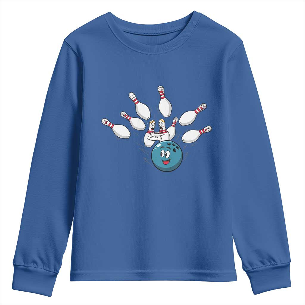 Funny Sport Bowler Gift Youth Sweatshirt Bowling Ball Chasing Pins TS12 Royal Blue Print Your Wear