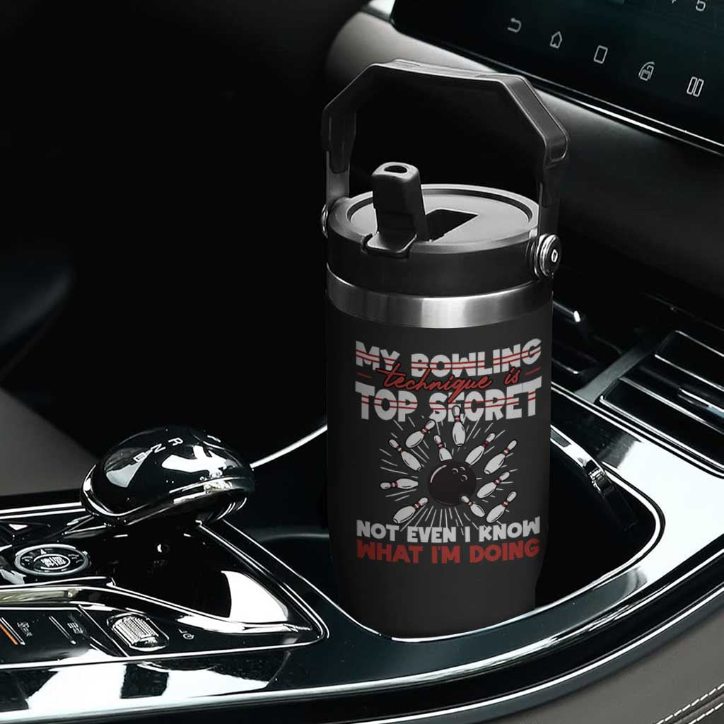 My Bowling Technique Is Top Secret Flip Straw Tumbler Funny Bowler Gift TS12 Print Your Wear