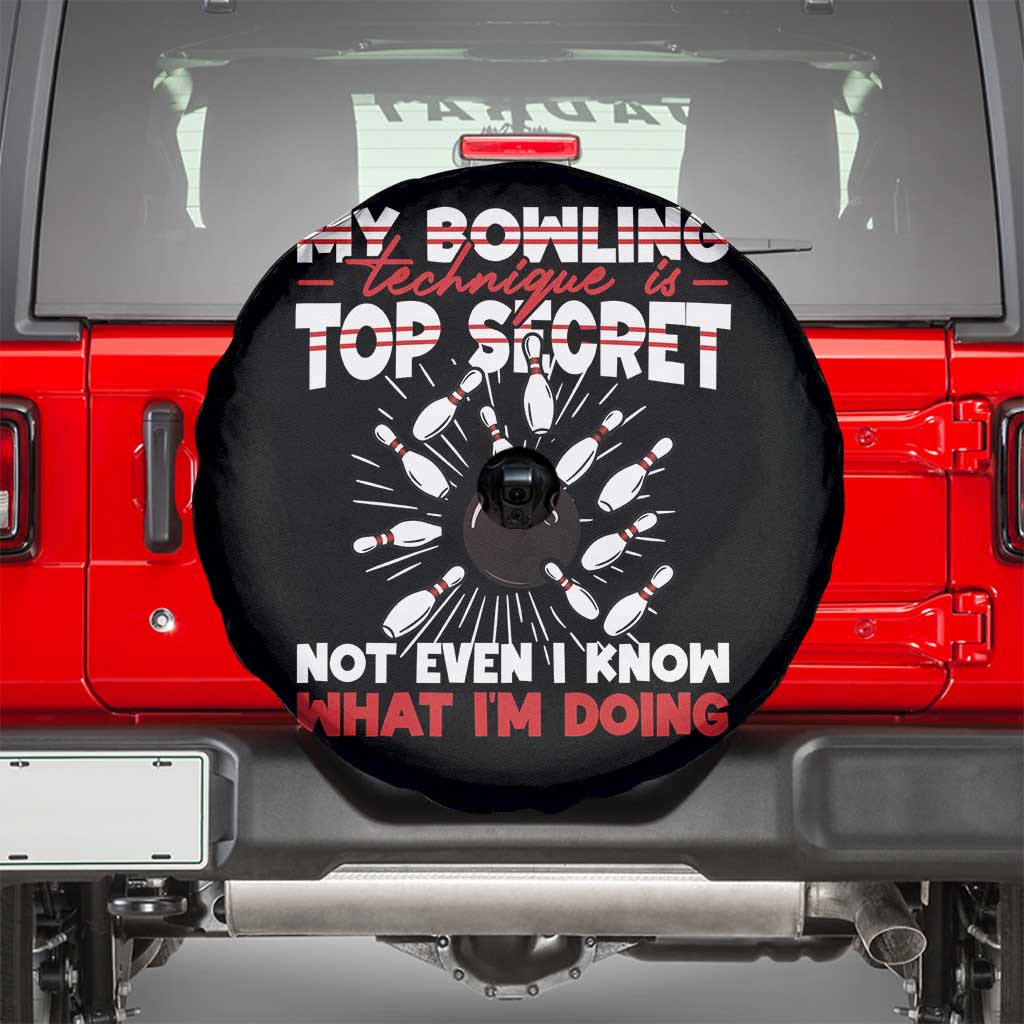 My Bowling Technique Is Top Secret Spare Tire Cover Funny Bowler Gift TS12 Black Print Your Wear
