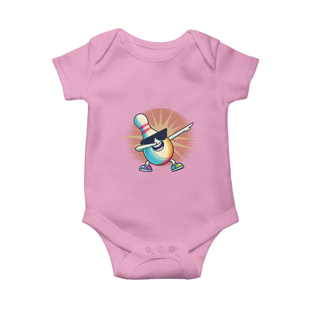 Dabbing Bowling Pin Baby Onesie Funny Player Gift TS12 Light Pink Print Your Wear