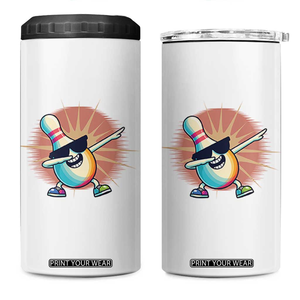 Dabbing Bowling Pin 4 in 1 Can Cooler Tumbler Funny Player Gift TS12 One Size: 16 oz White Print Your Wear