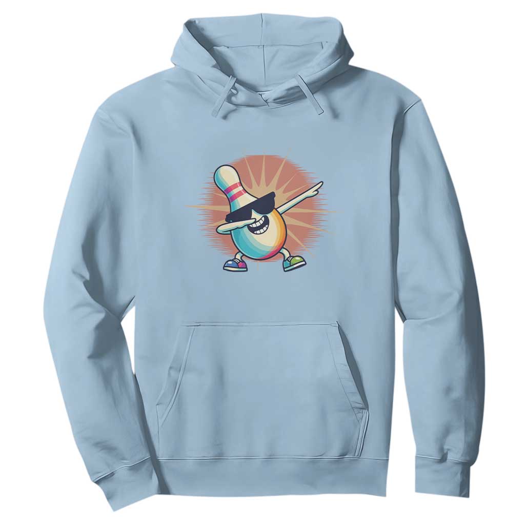 Dabbing Bowling Pin Hoodie Funny Player Gift TS12 Light Blue Print Your Wear