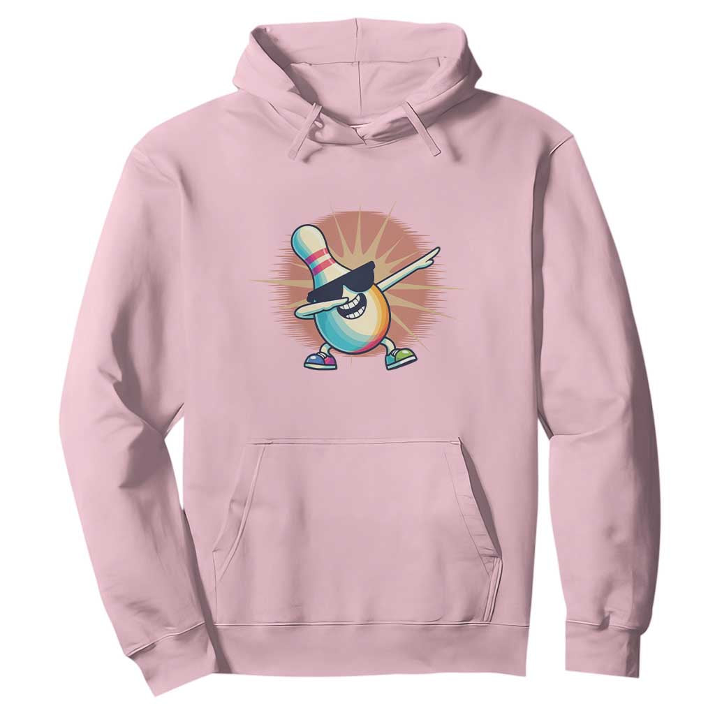 Dabbing Bowling Pin Hoodie Funny Player Gift TS12 Light Pink Print Your Wear