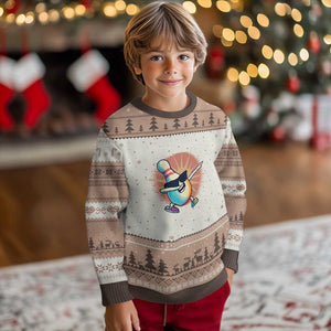 Dabbing Bowling Pin Ugly Christmas Sweater Funny Player Gift TS12 Mocha Mousse Print Your Wear