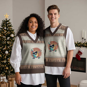 Dabbing Bowling Pin V-Neck Knit Sweater Vest Funny Player Gift TS12 Mocha Mousse Print Your Wear