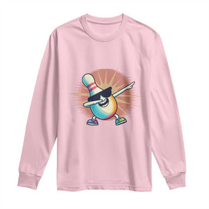 Dabbing Bowling Pin Long Sleeve Shirt Funny Player Gift TS12 Light Pink Print Your Wear