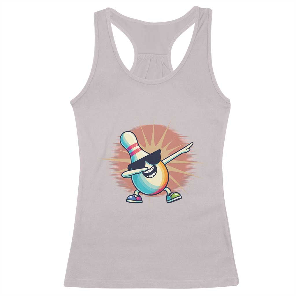 Dabbing Bowling Pin Racerback Tank Top Funny Player Gift TS12 Ice Gray Print Your Wear