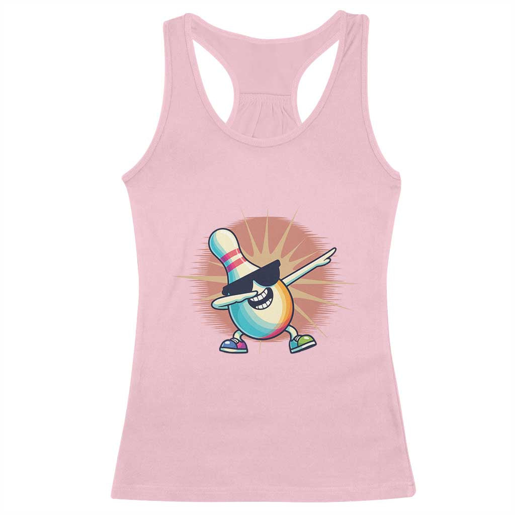 Dabbing Bowling Pin Racerback Tank Top Funny Player Gift TS12 Light Pink Print Your Wear