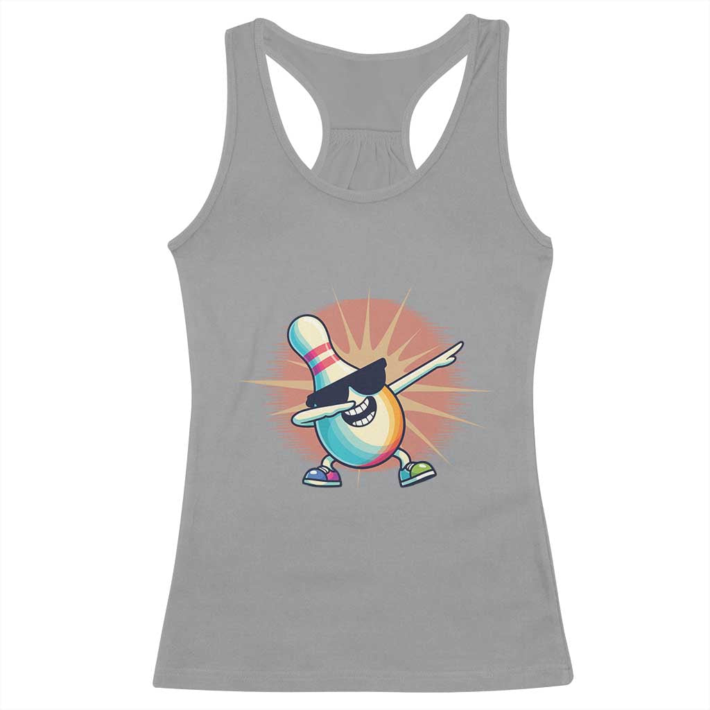 Dabbing Bowling Pin Racerback Tank Top Funny Player Gift TS12 Sport Gray Print Your Wear