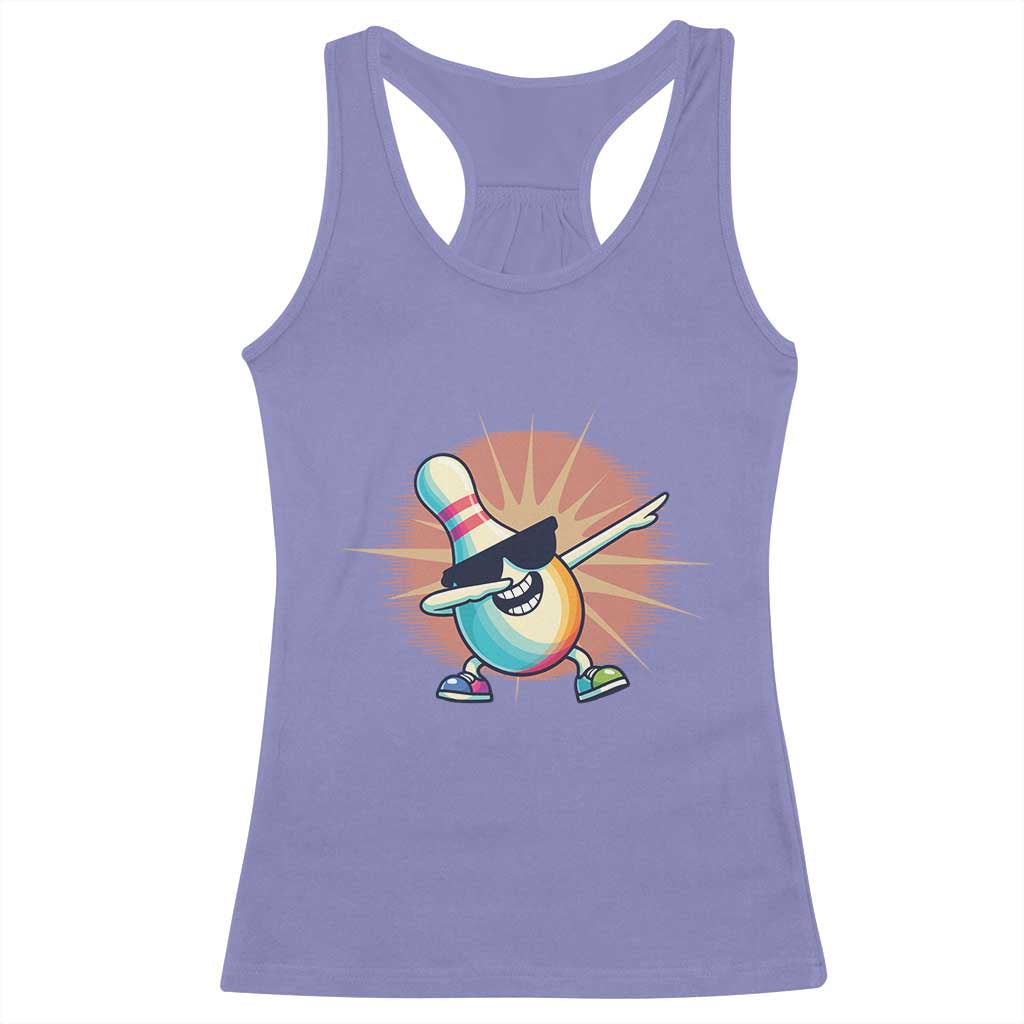 Dabbing Bowling Pin Racerback Tank Top Funny Player Gift TS12 Violet Print Your Wear